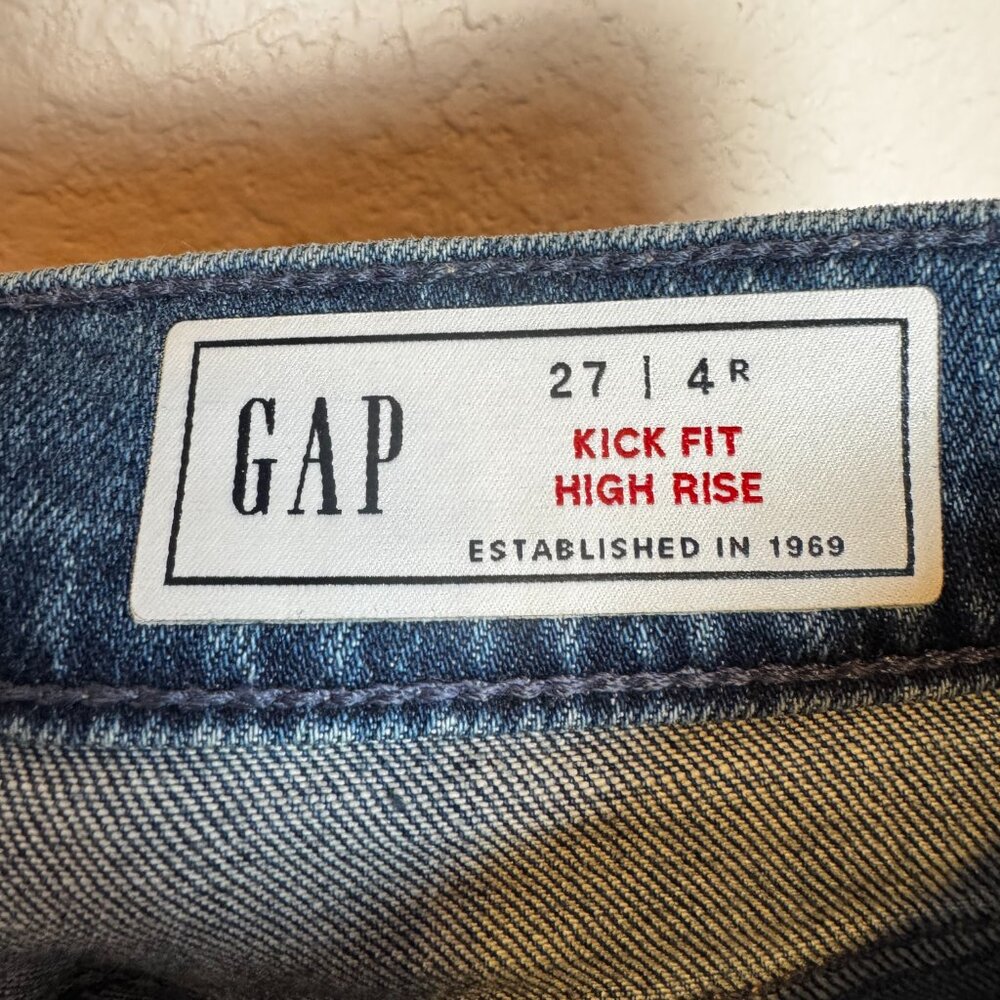 Gap Kick Fit Flare High Rise Jeans Med Wash Sz 27 - Picture 3 of 5